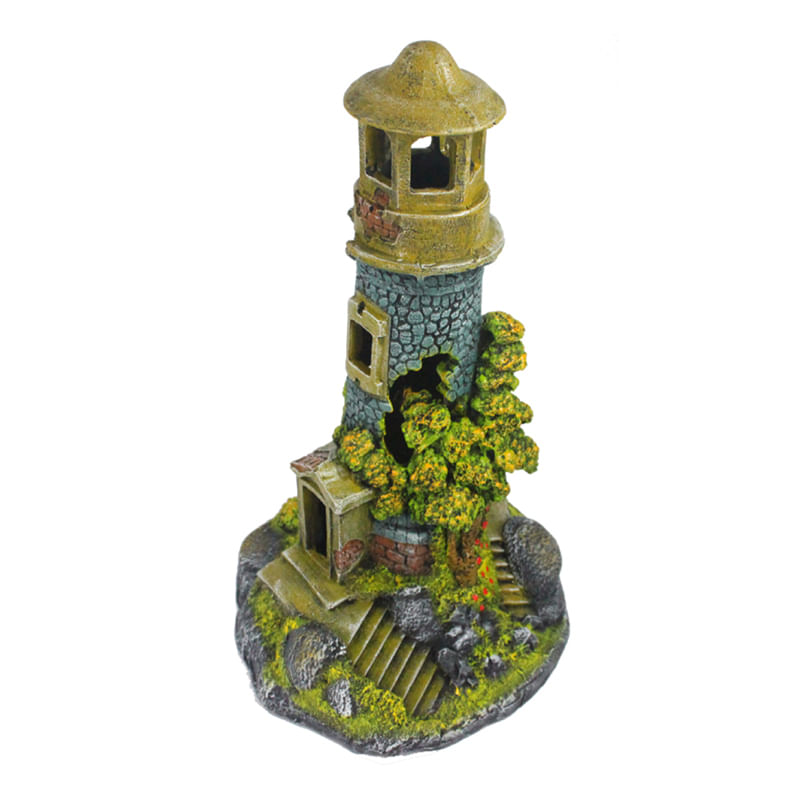Toca Enfeite Farol Ruína Para Decoração De Terrários