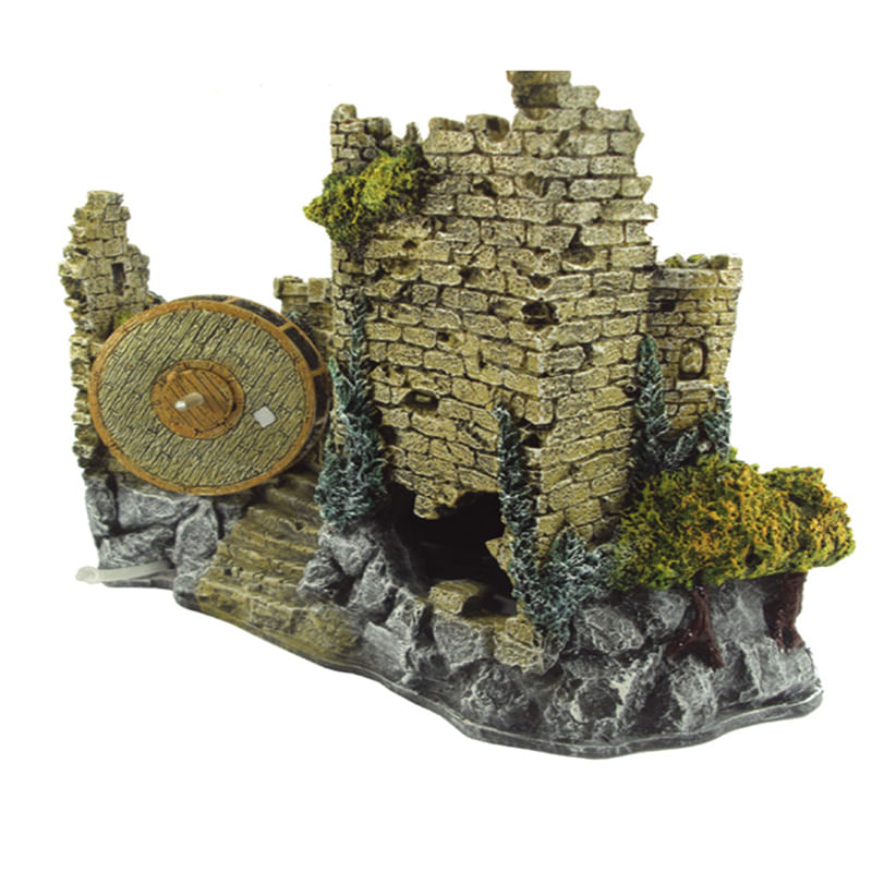Toca Enfeite Para Repteis E Aracnideos Em Resina Grande Castelo Medieval